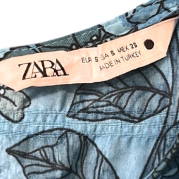 Zara Floral Print Tiered Dress Blue Size Small - Picture 12 of 16